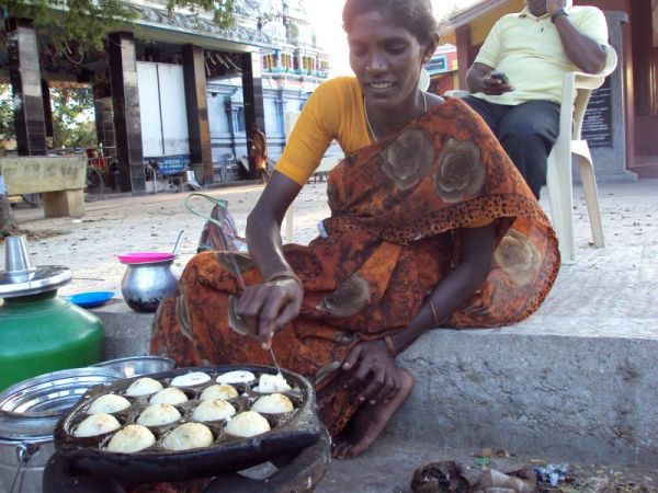 Muniyamma making Paniyaram