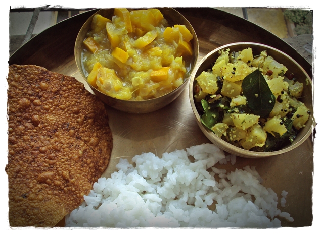 Radish subzi served with rice