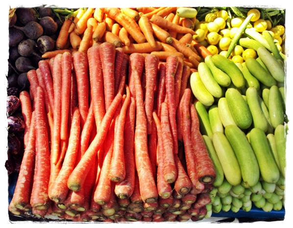 carrots stacked in the market