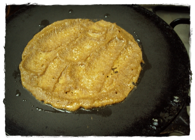 spread batter on tawa