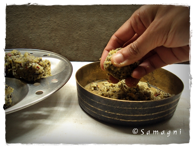 crush the steamed dal