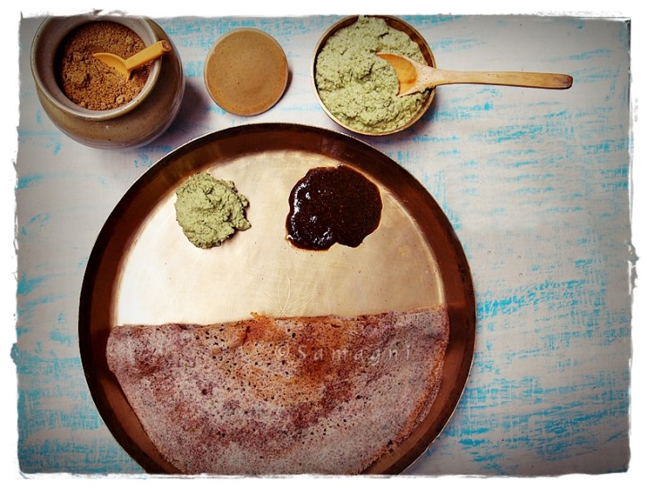 Dill chutney served with ragi dosa